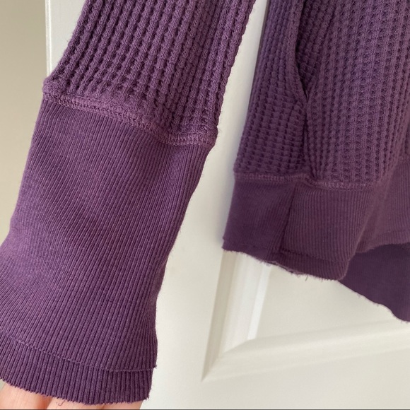 Anthro mod-o-doc Cotton Waffle-Knit Open-Front Hoodie Cardigan w Pockets Medium - Picture 2 of 11